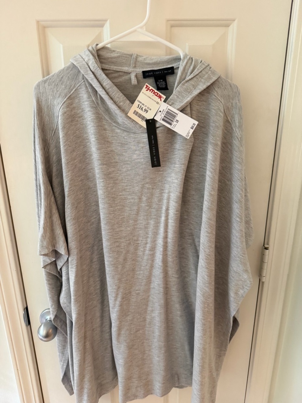 Joan Vass Light Gray Poncho (NWT)